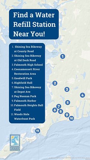 water stations Falmouth map